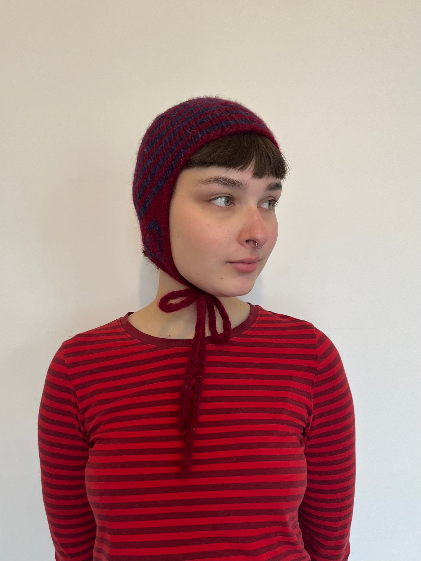 Striped pixie bonnet