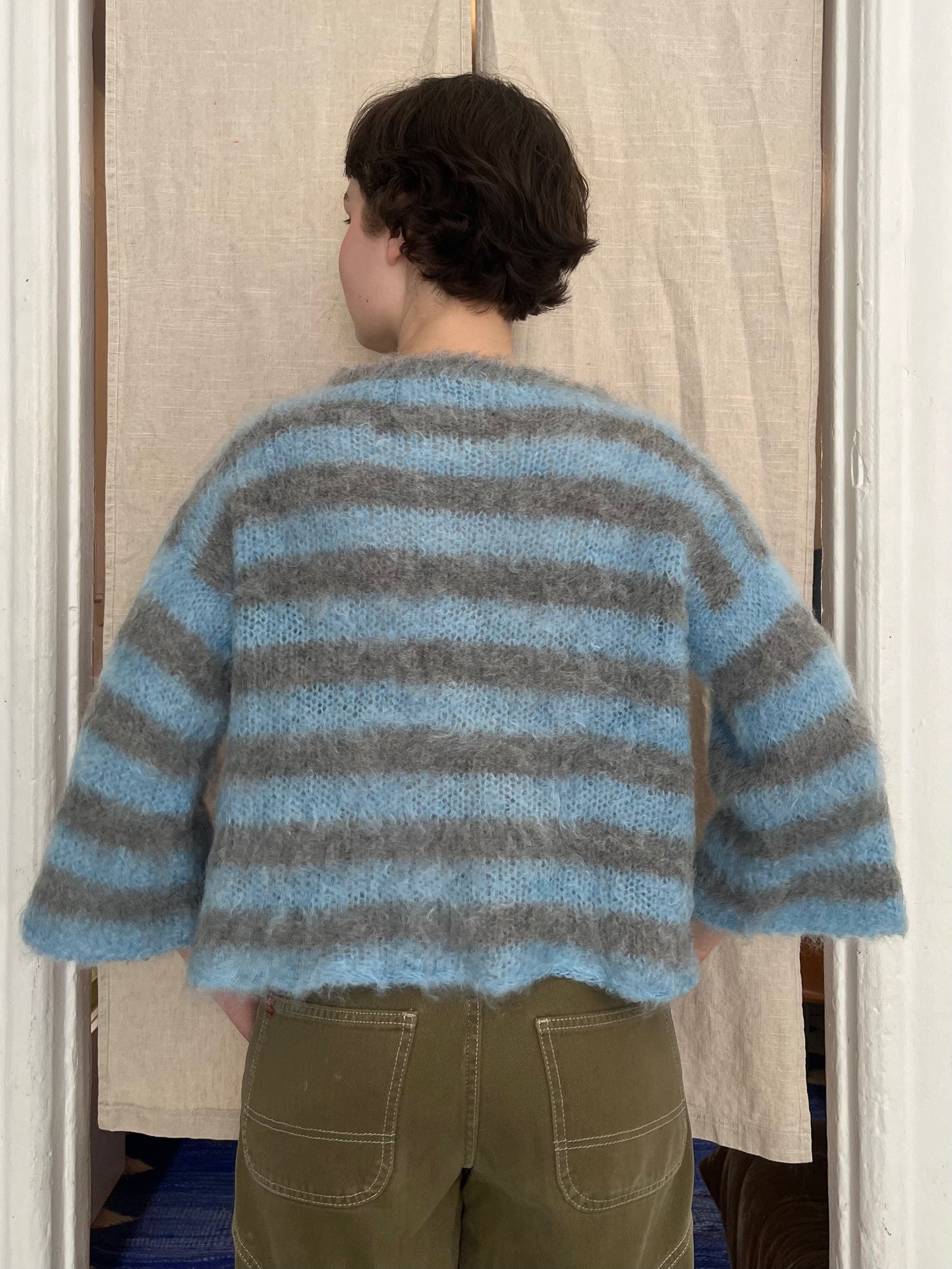 PREORDER - Striped brushed mohair cardi
