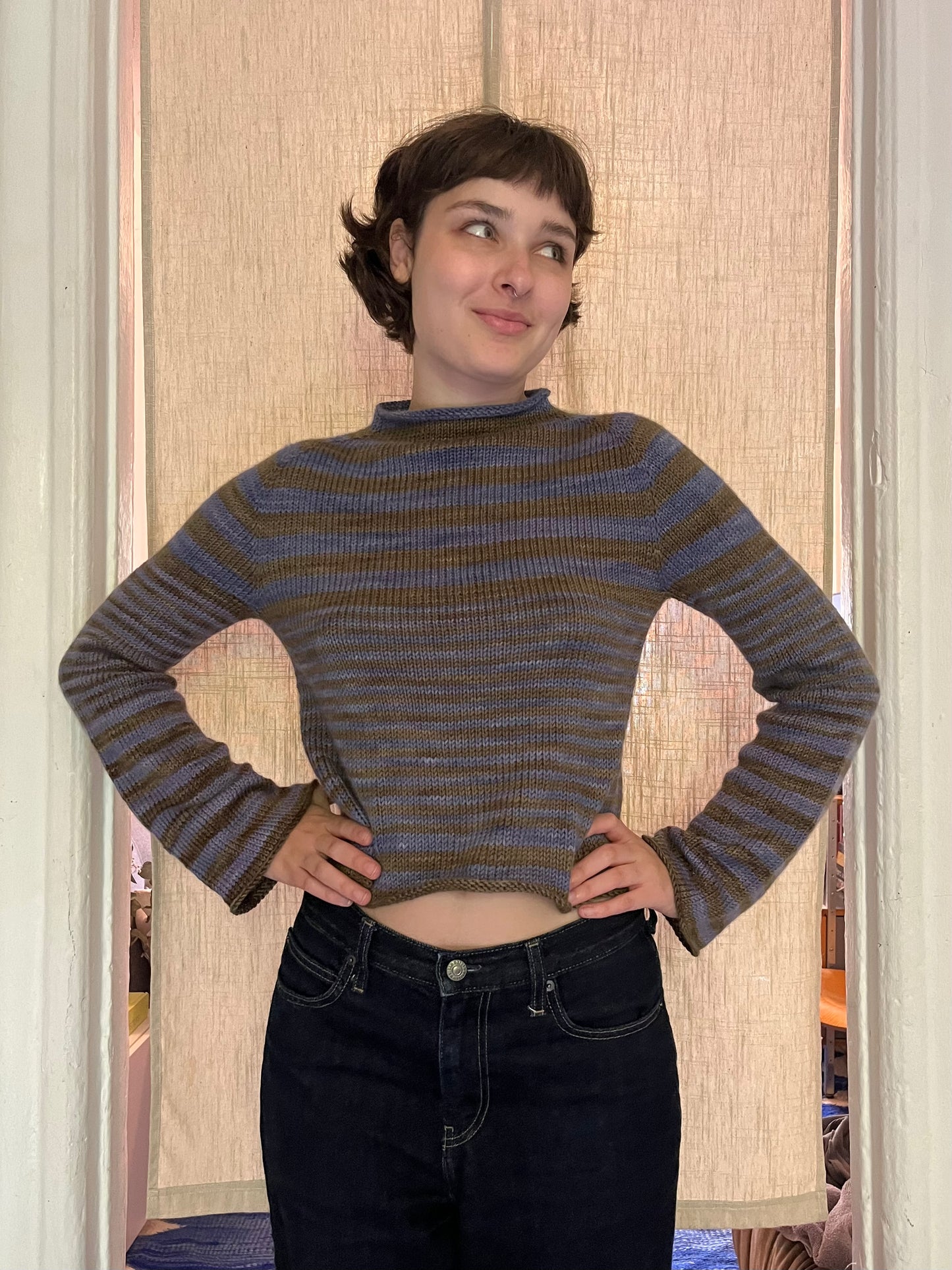 Striped long sleeve top