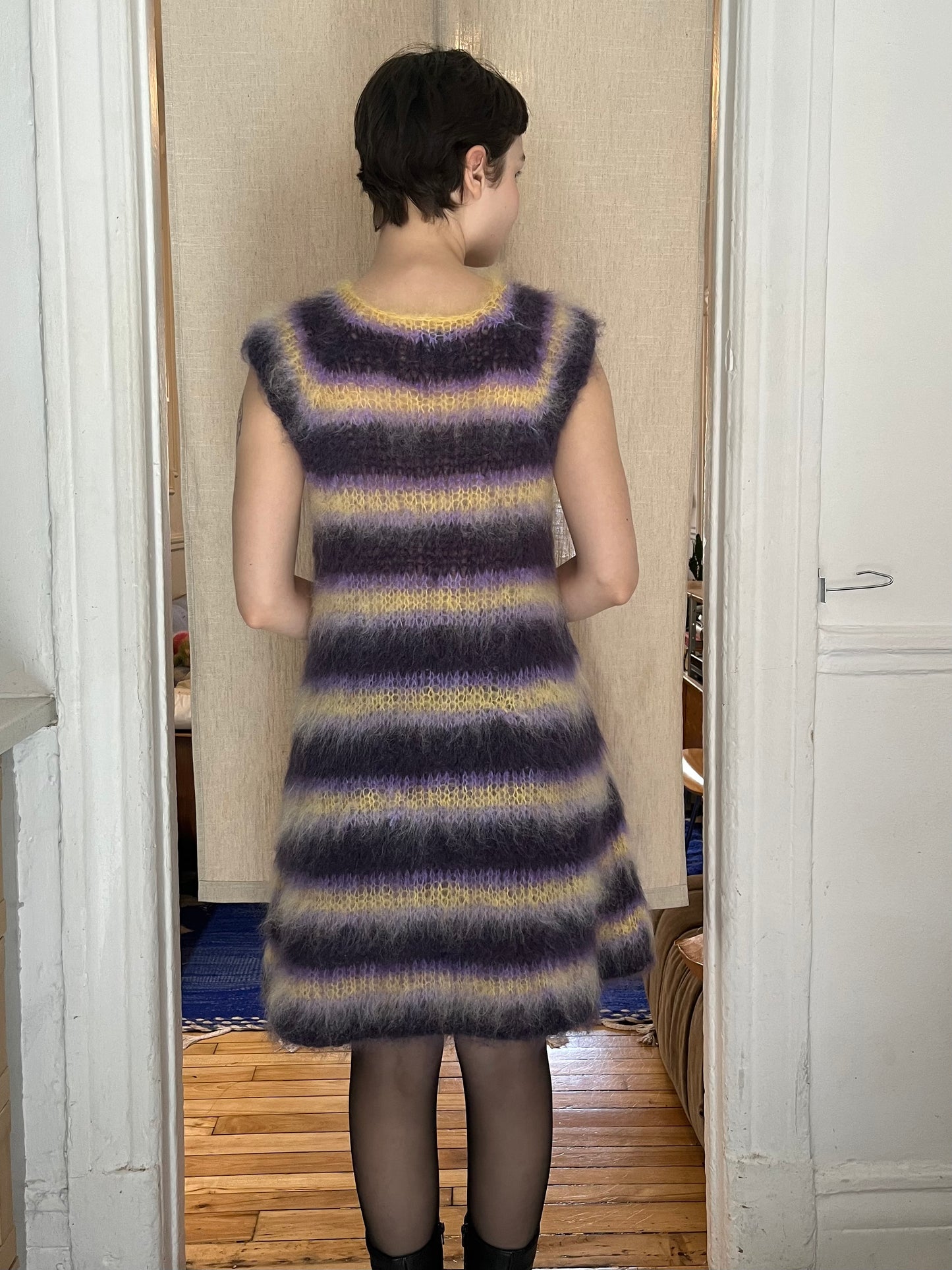 MADE TO ORDER - Striped brushed mohair dress