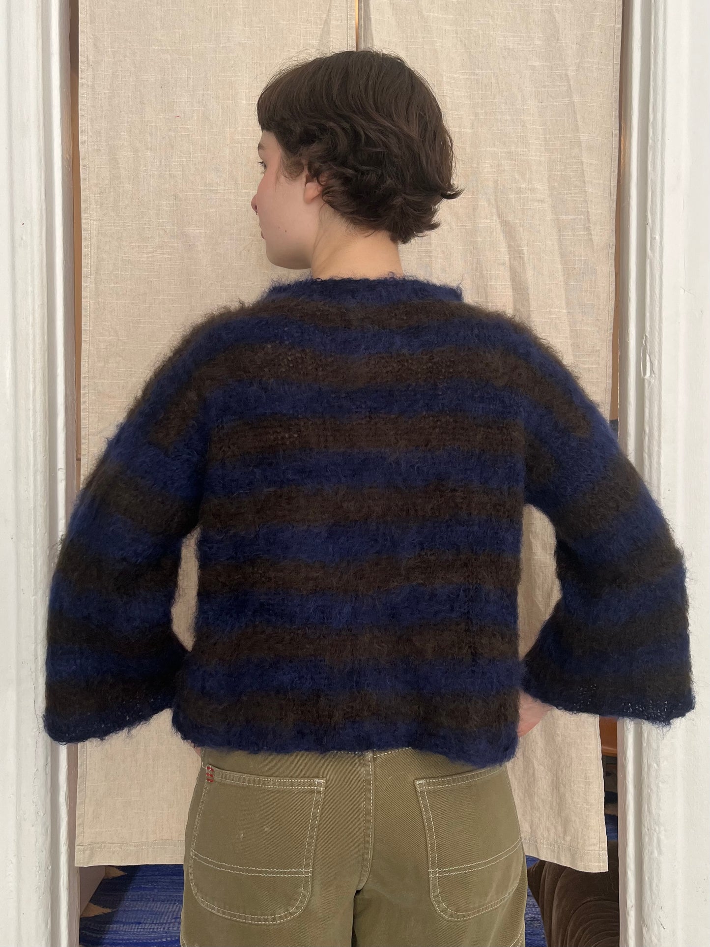 PREORDER - Striped brushed mohair cardi