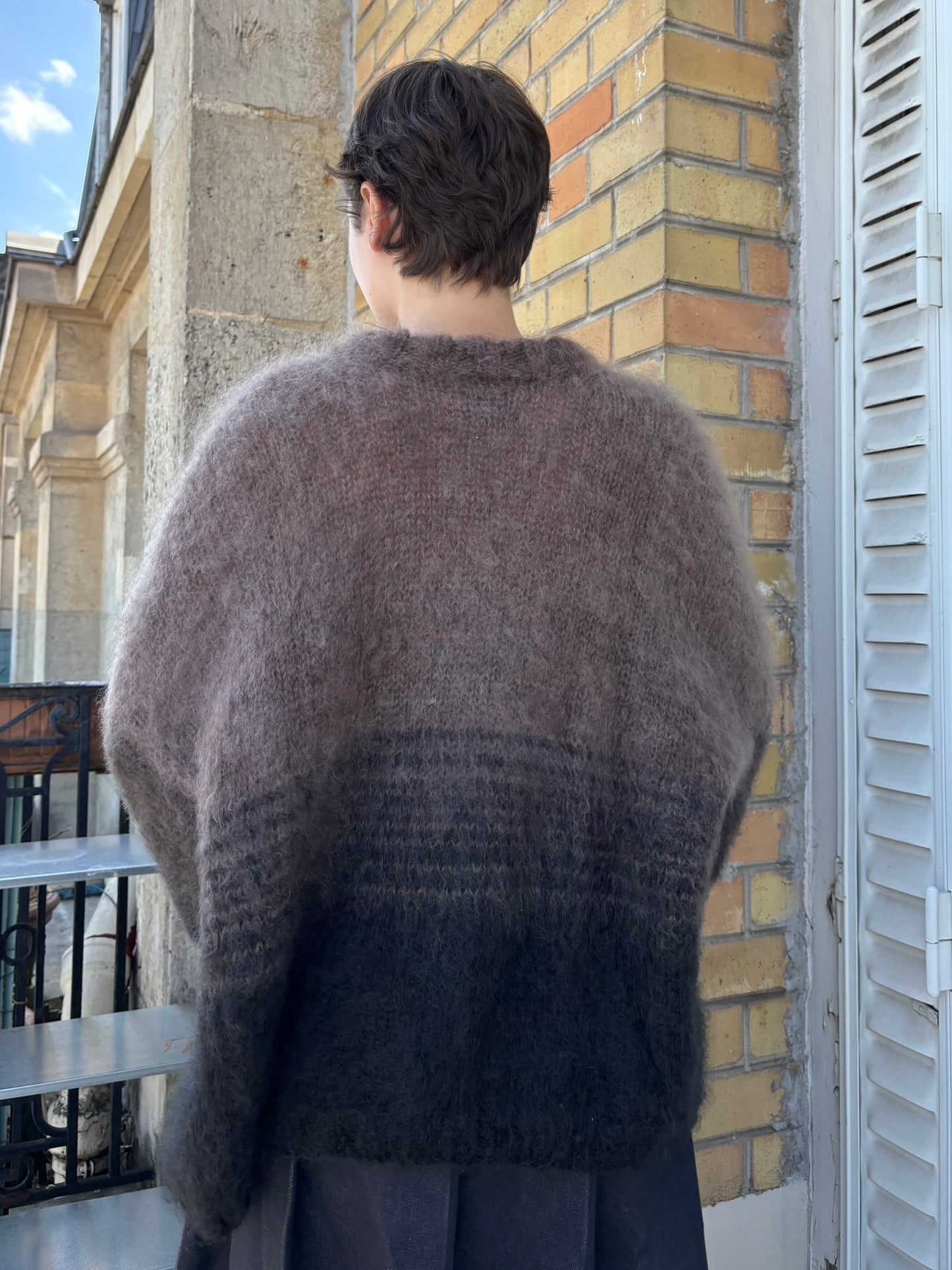 MADE TO ORDER - Mohair gradient sweater (Black/brown)