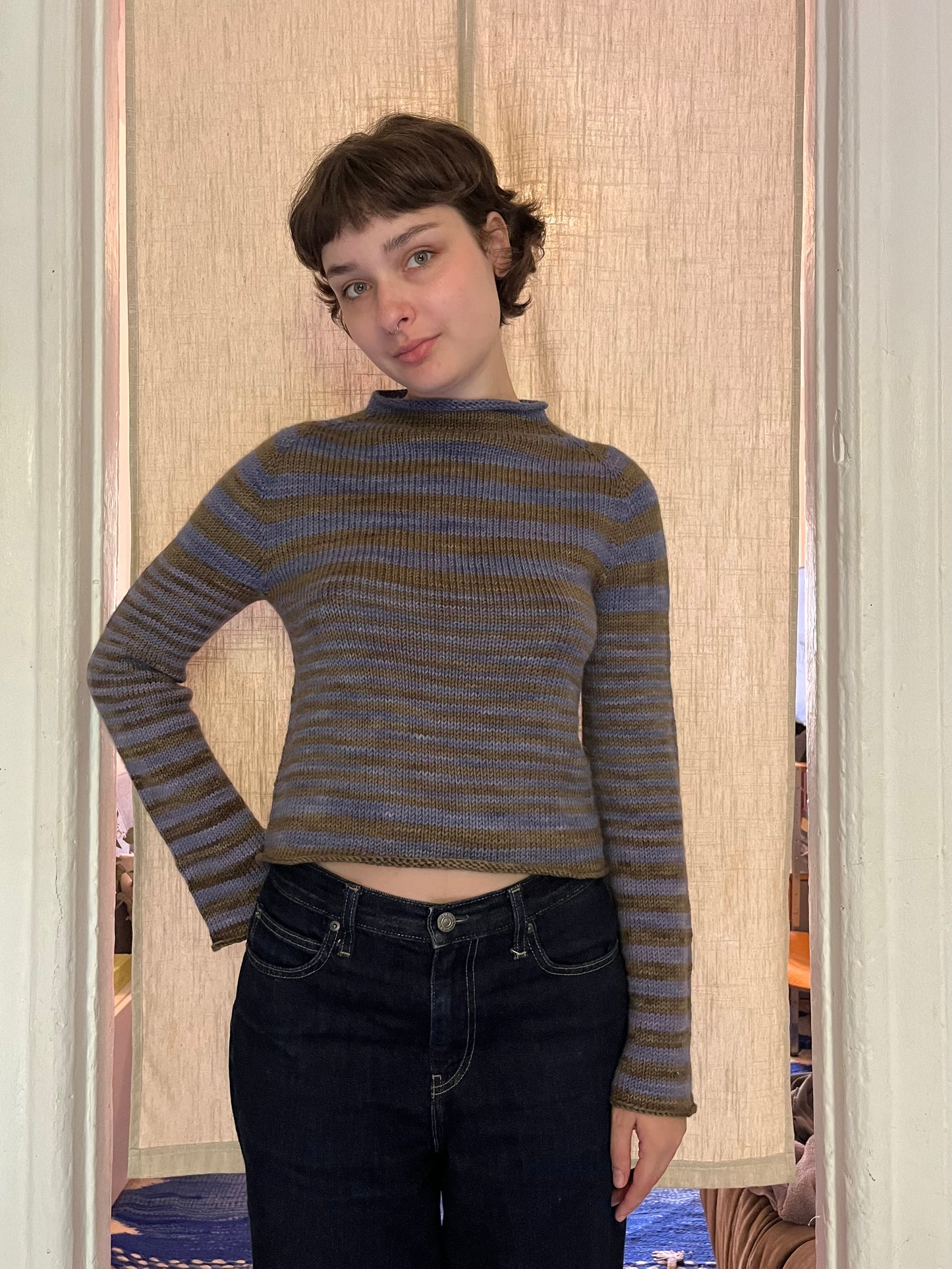 Striped long sleeve top