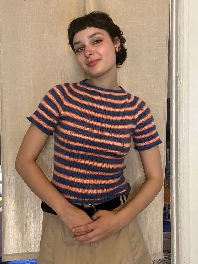 Striped short sleeve top