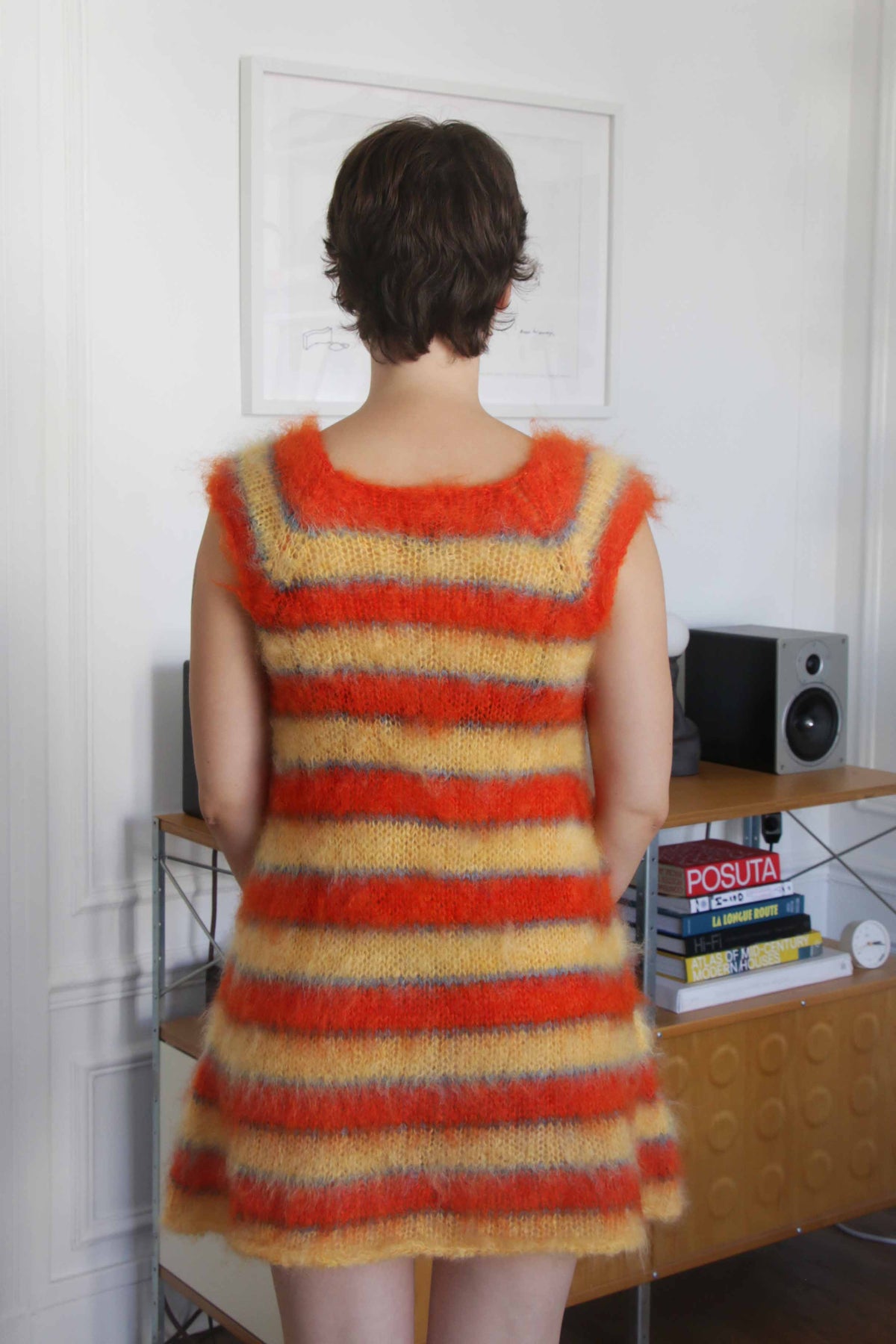 MADE TO ORDER - Striped brushed mohair dress