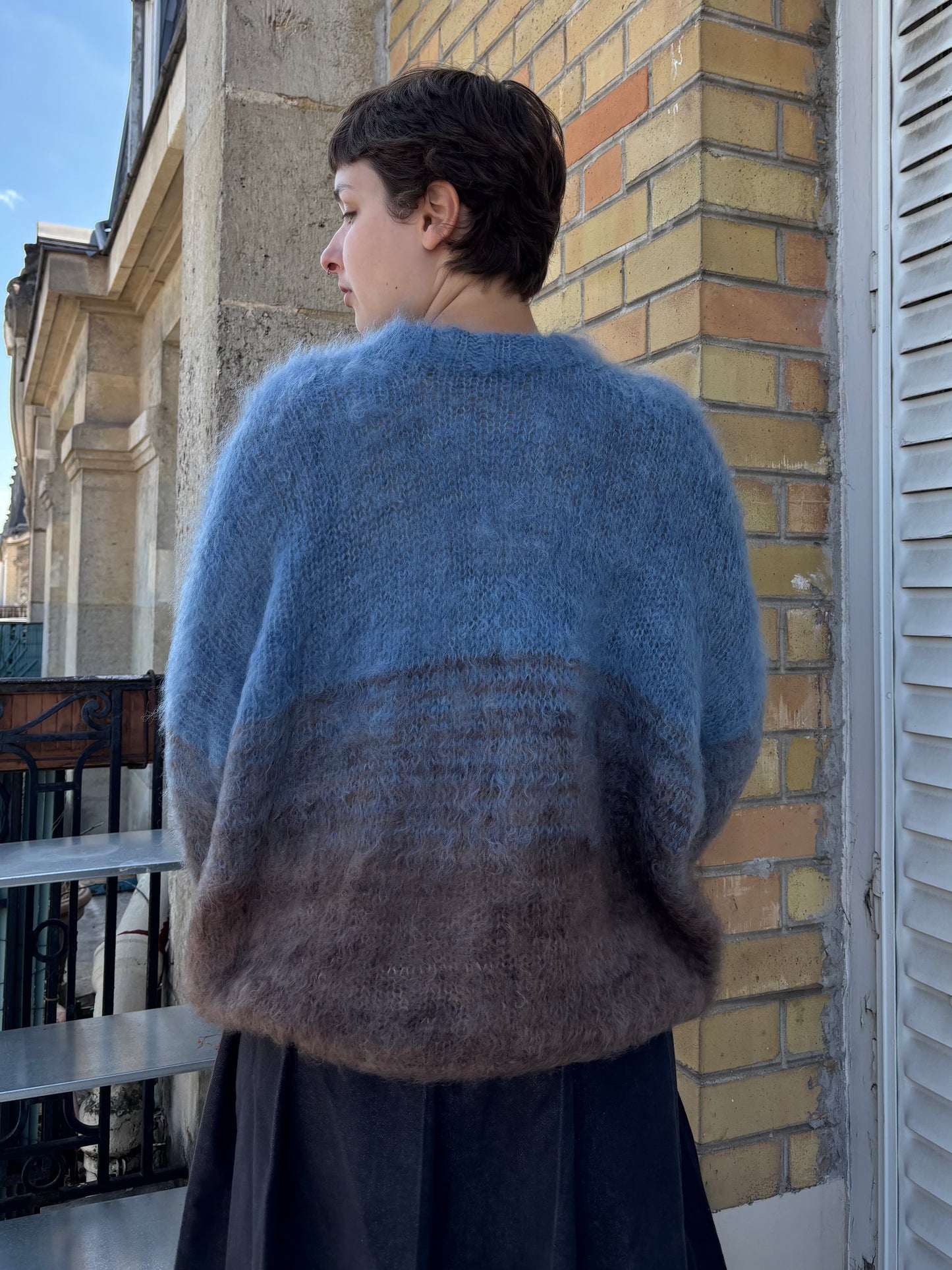 MADE TO ORDER - Mohair gradient sweater (Brown/blue)