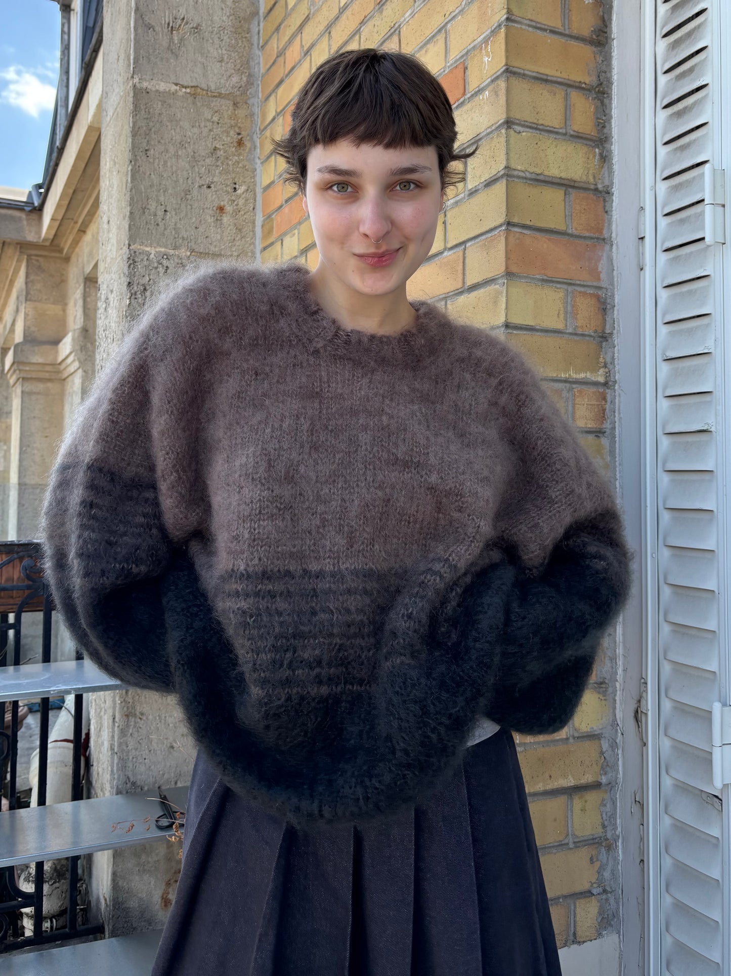 MADE TO ORDER - Mohair gradient sweater (Black/brown)