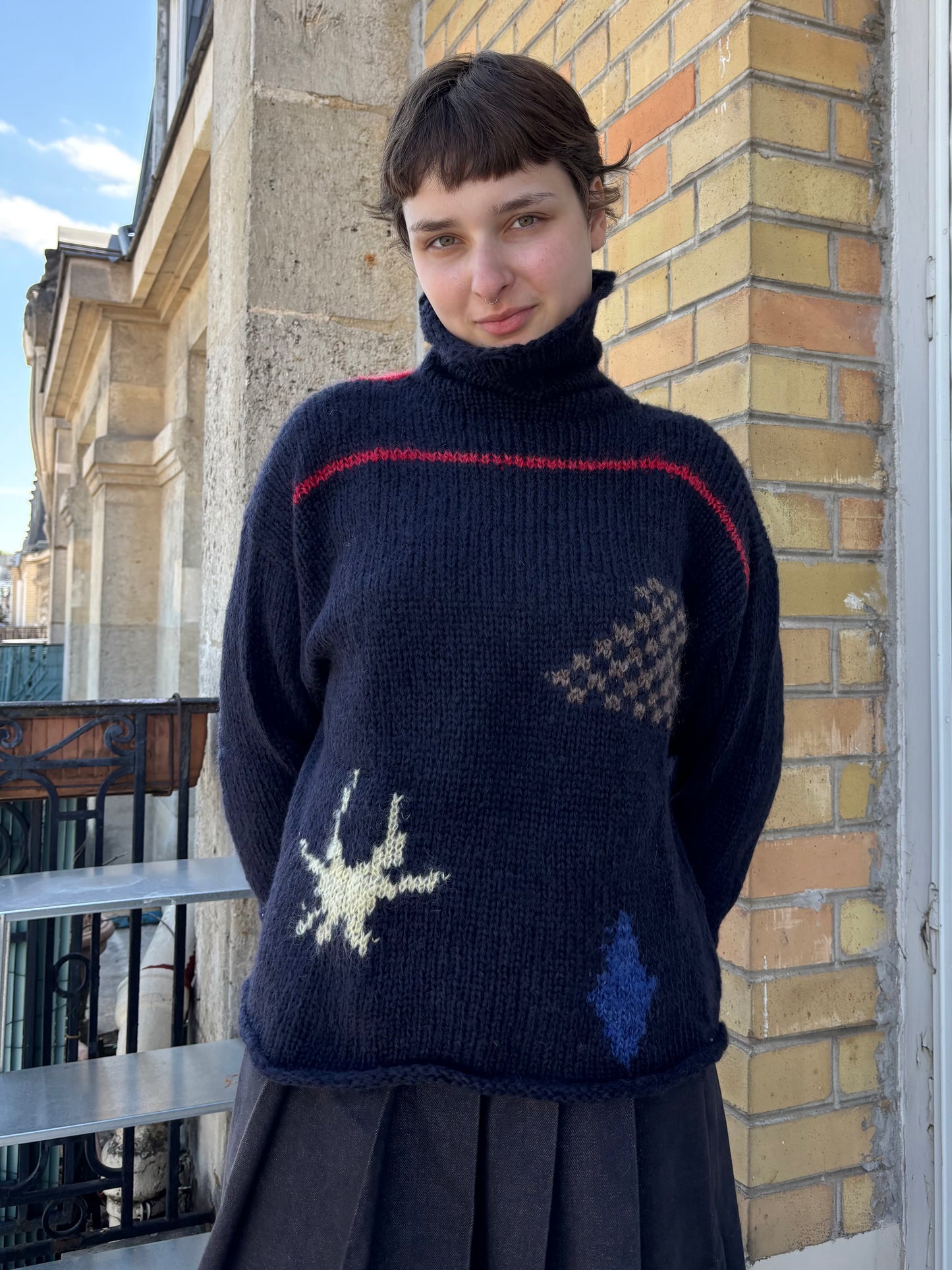 OOAK - High neck drawings sweater 02