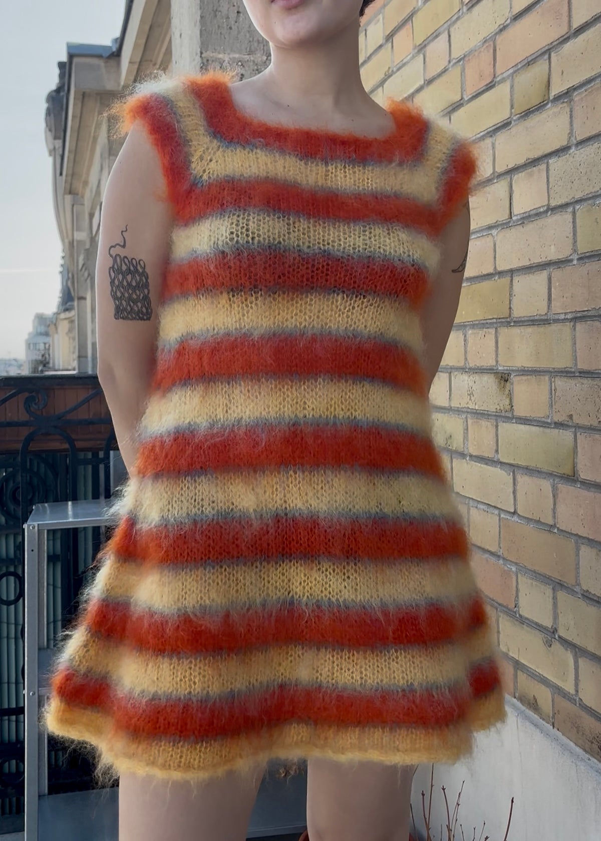 MADE TO ORDER - Striped brushed mohair dress