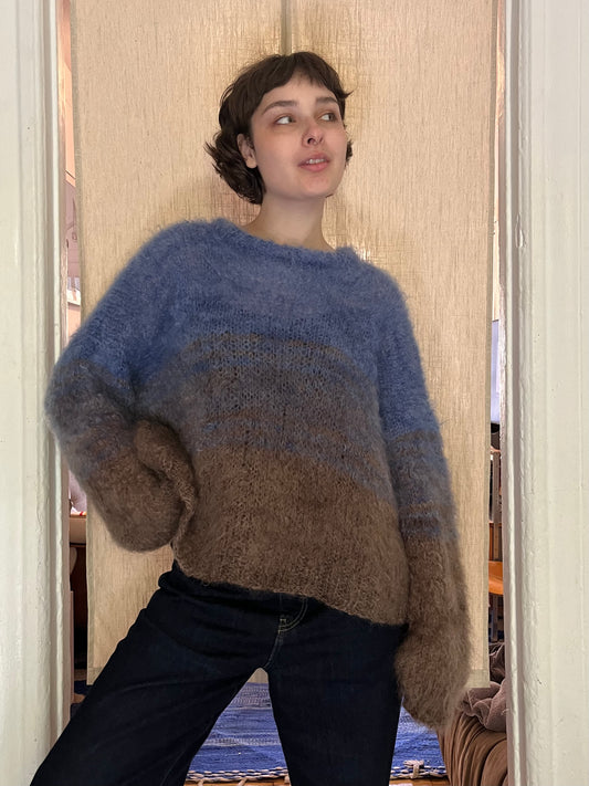 Mohair duo sweater Blue/brown