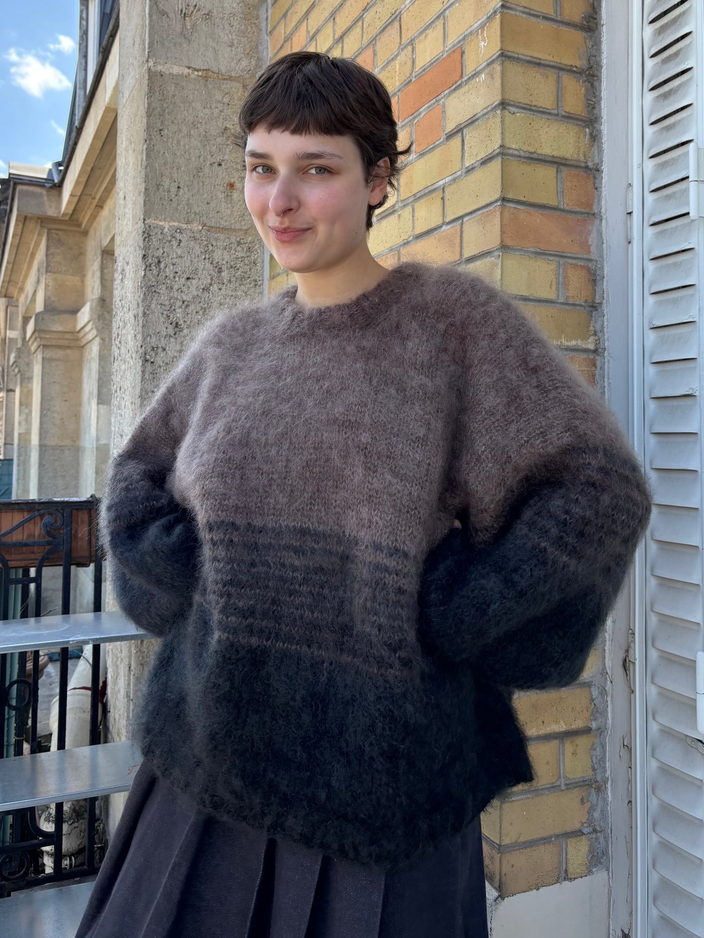 MADE TO ORDER - Mohair gradient sweater (Black/brown)