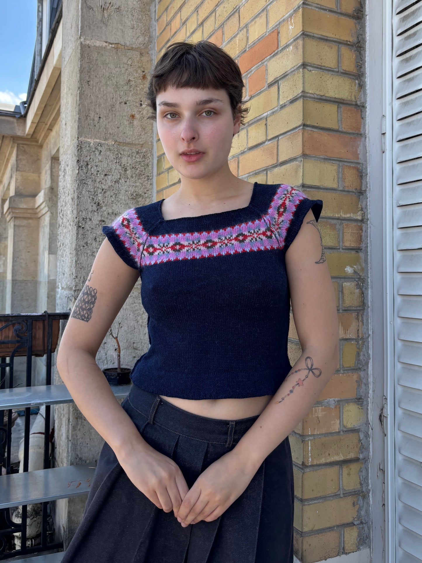 MADE TO ORDER - Mosaic short sleeve (navy)