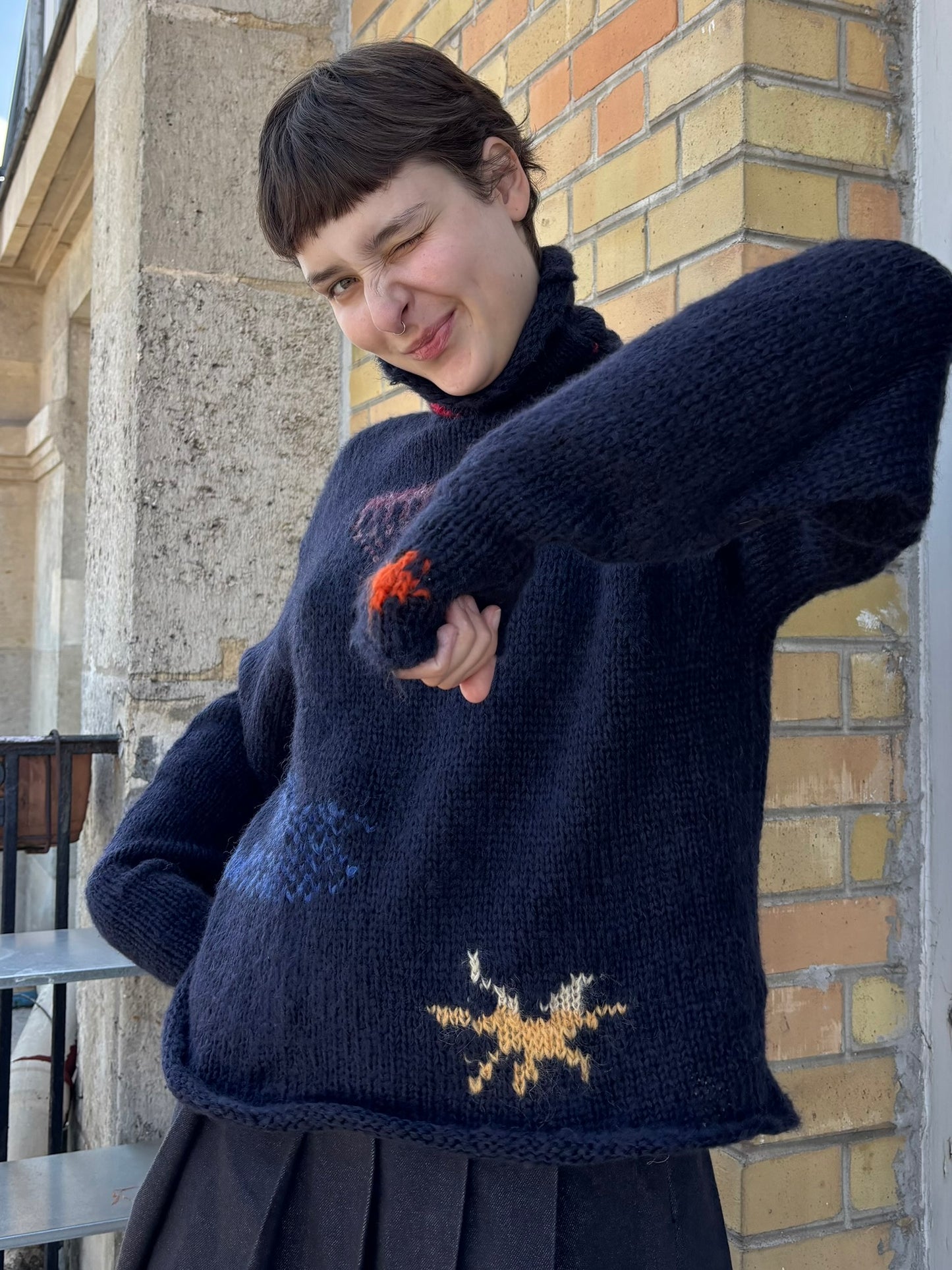 OOAK - High neck drawings sweater 01
