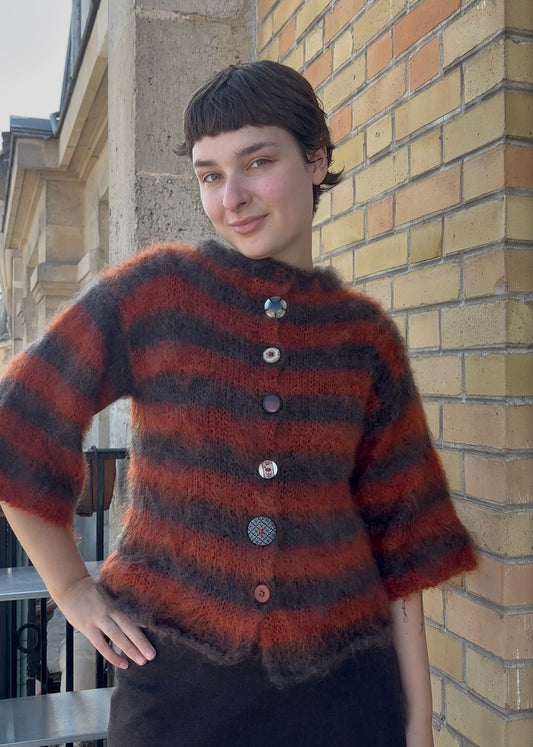 MADE TO ORDER - Striped brushed mohair cardi