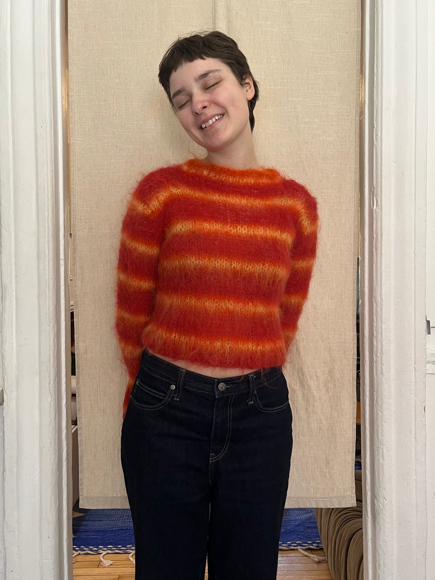 Fire stripped mohair sweater