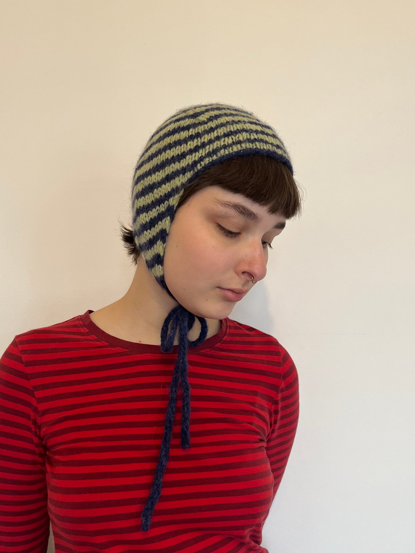 Striped pixie bonnet