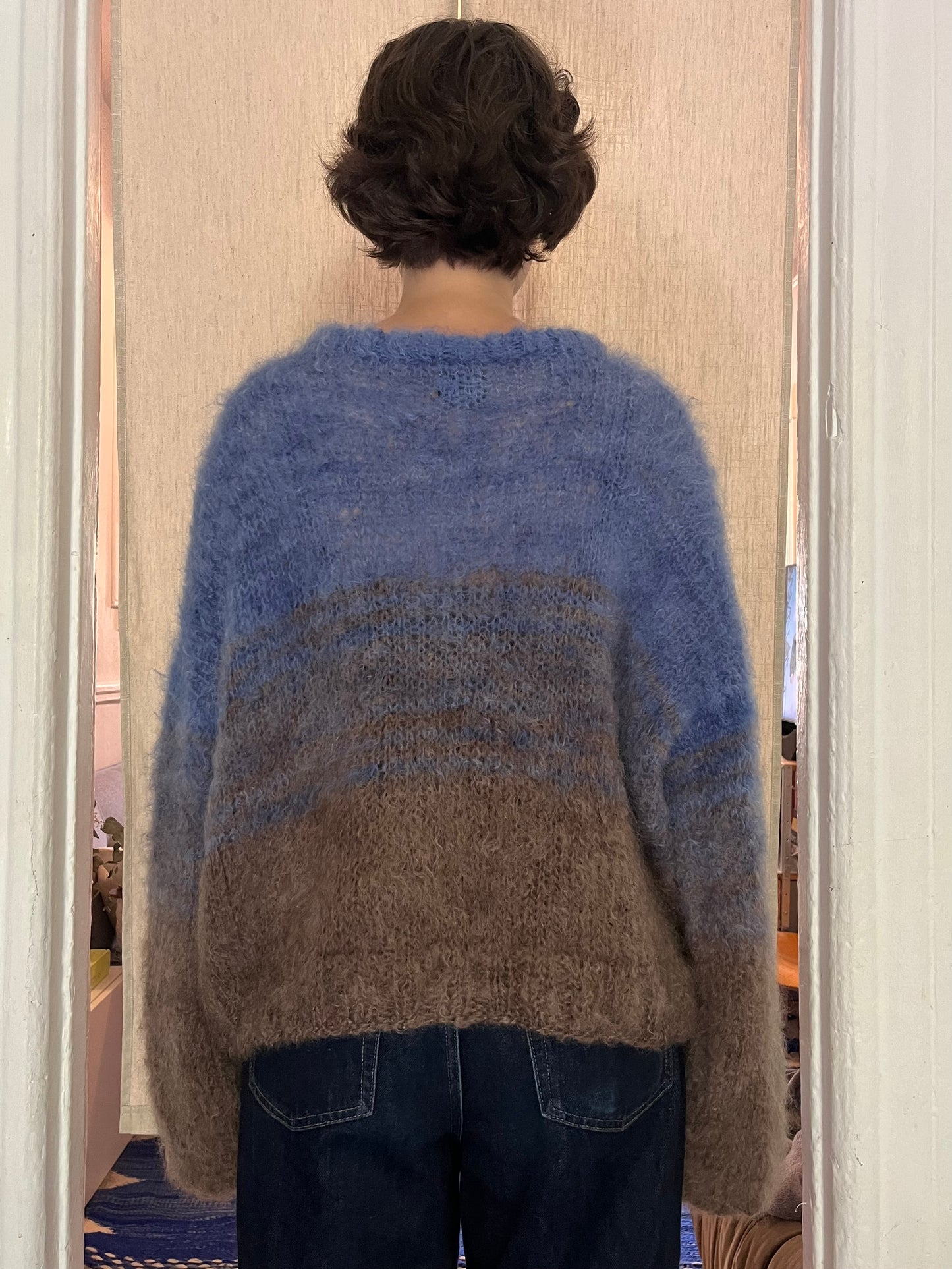 Mohair duo sweater Blue/brown