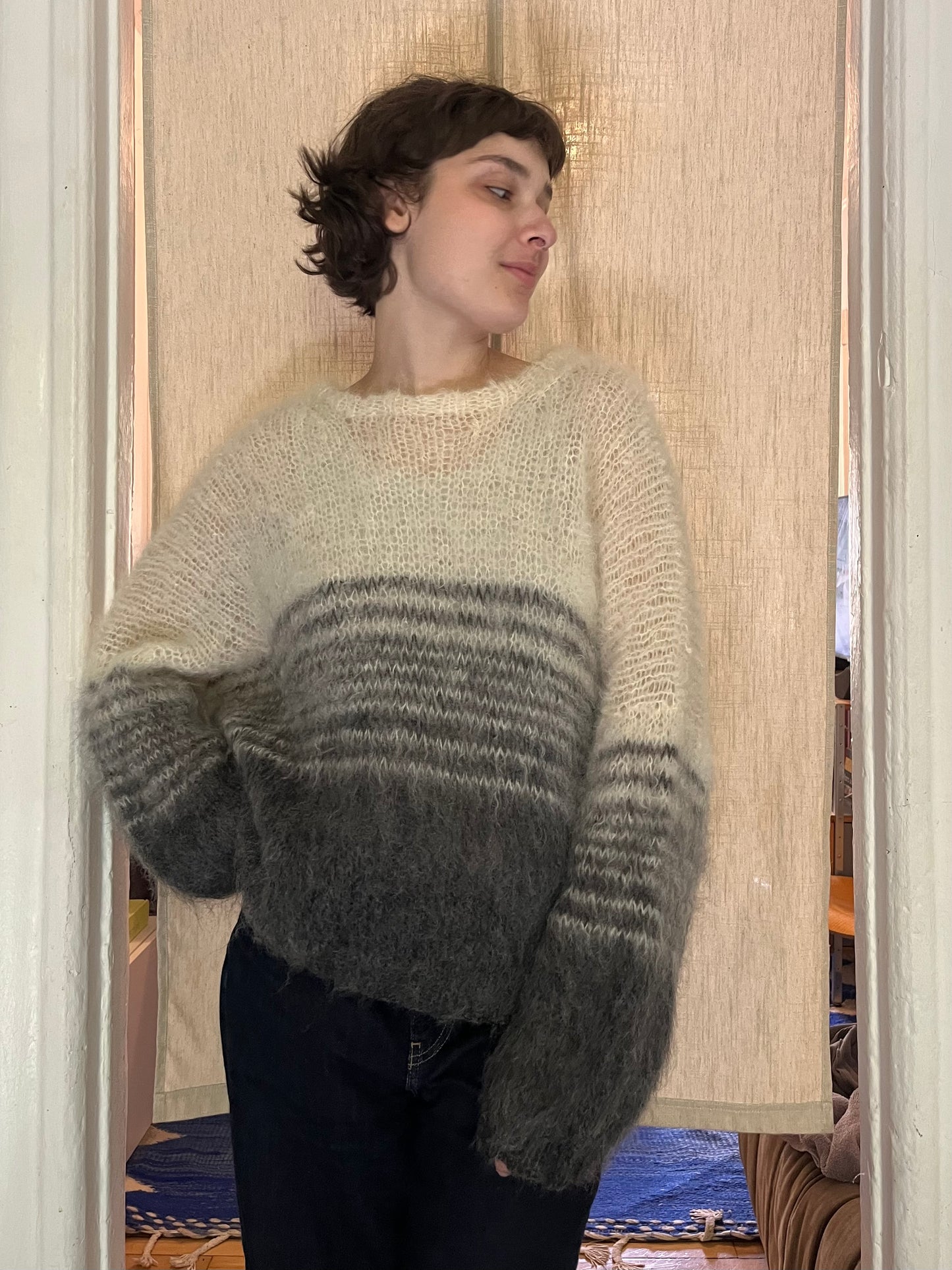 Mohair duo sweater White/Gray