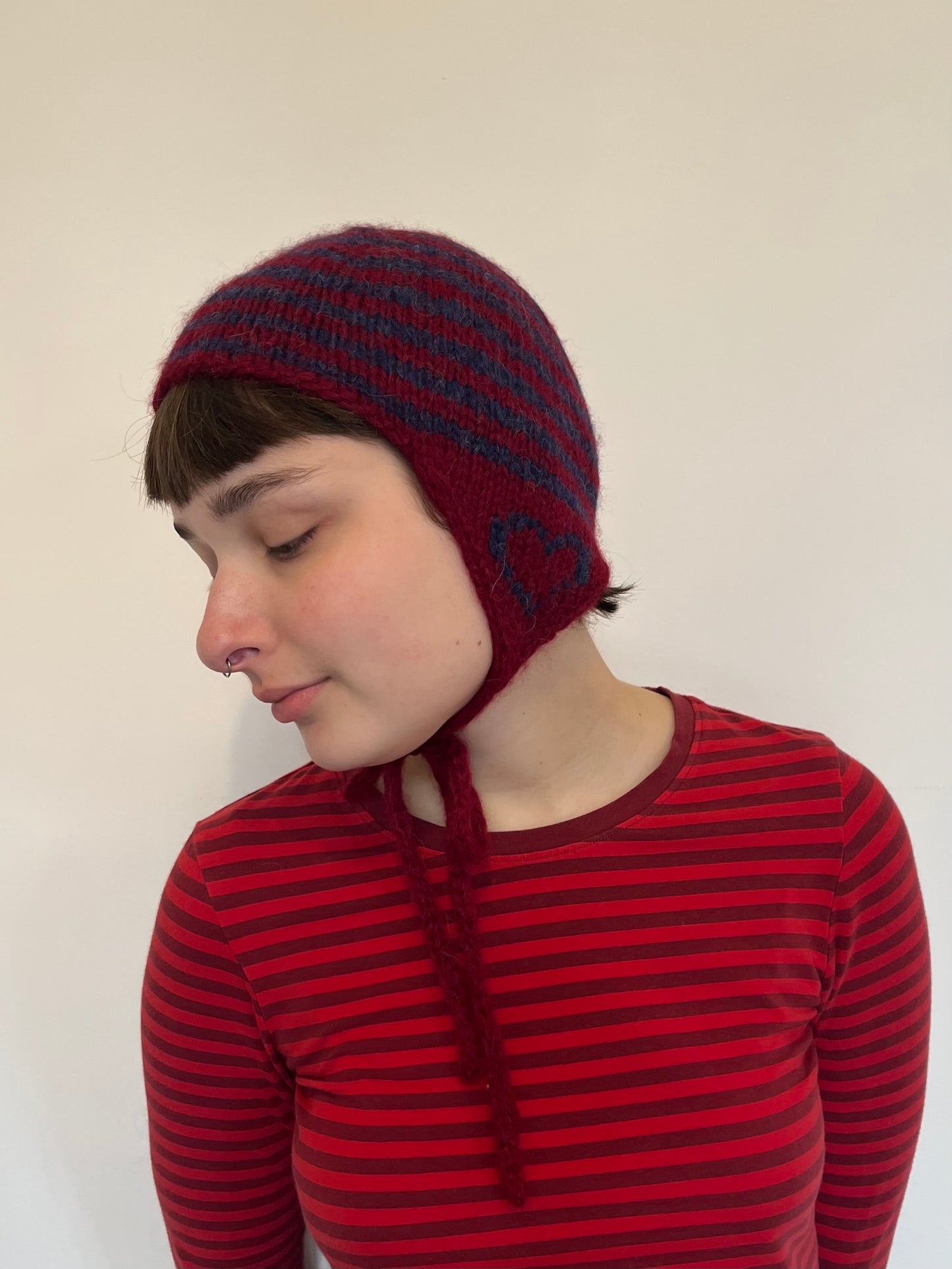 Striped pixie bonnet