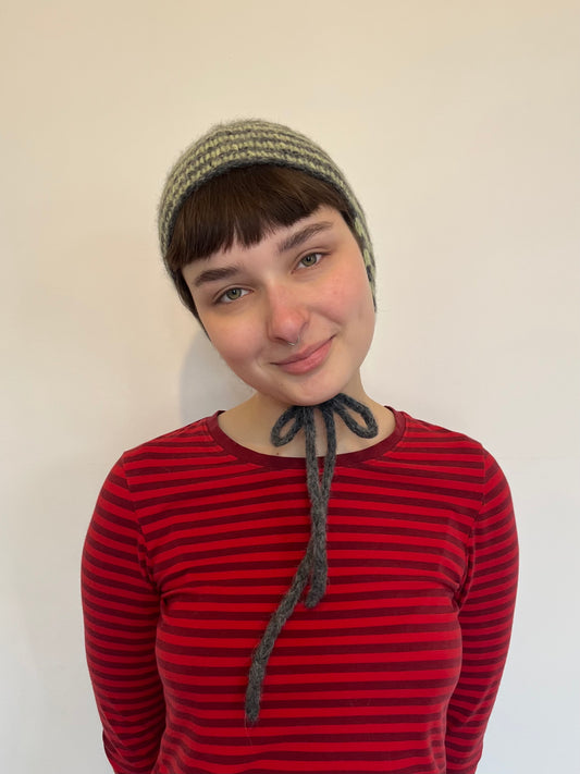 Striped pixie bonnet
