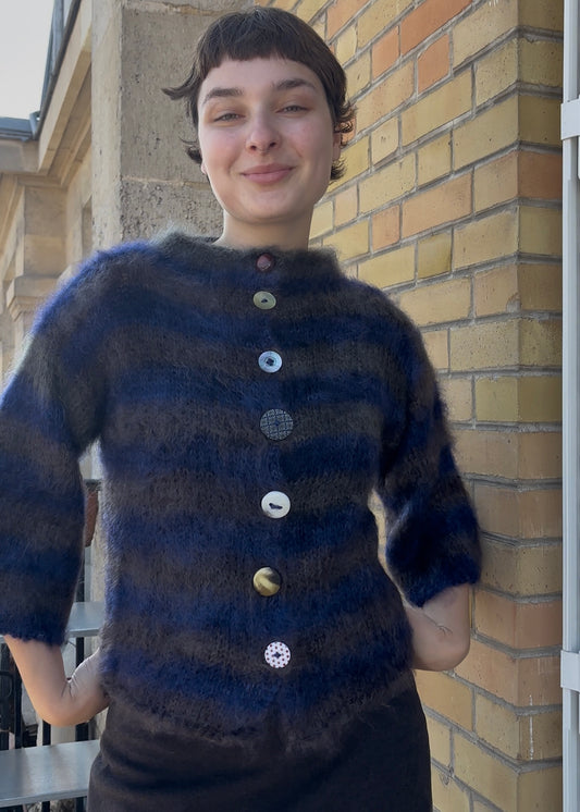 MADE TO ORDER - Striped brushed mohair cardi