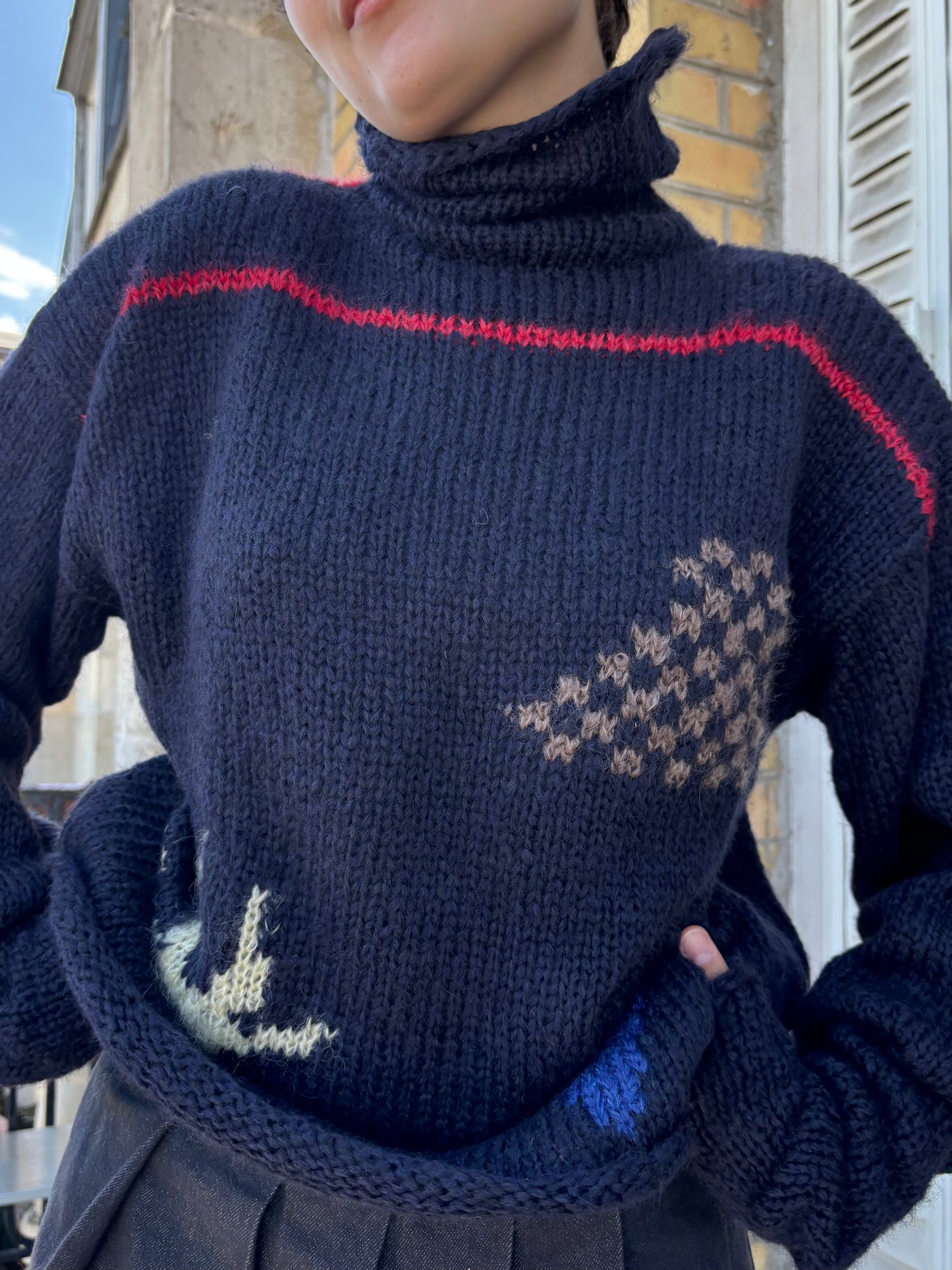 OOAK - High neck drawings sweater 02