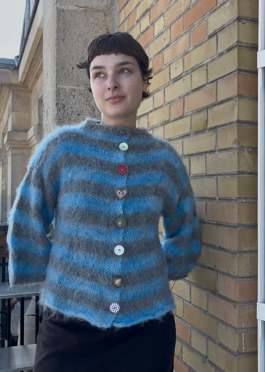 MADE TO ORDER - Striped brushed mohair cardi