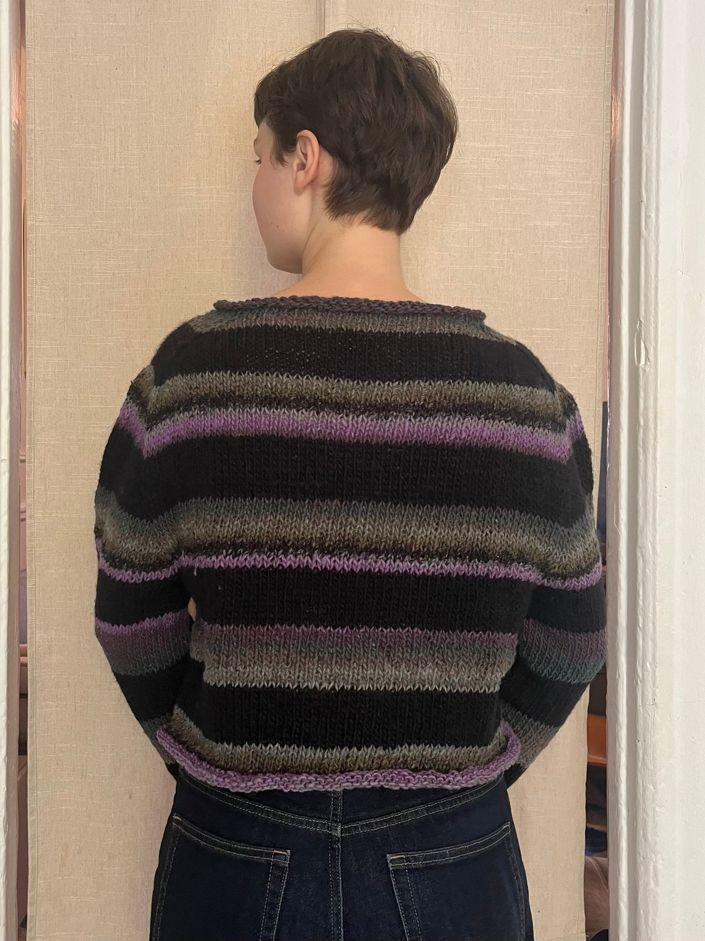 Stripped boat neck sweater