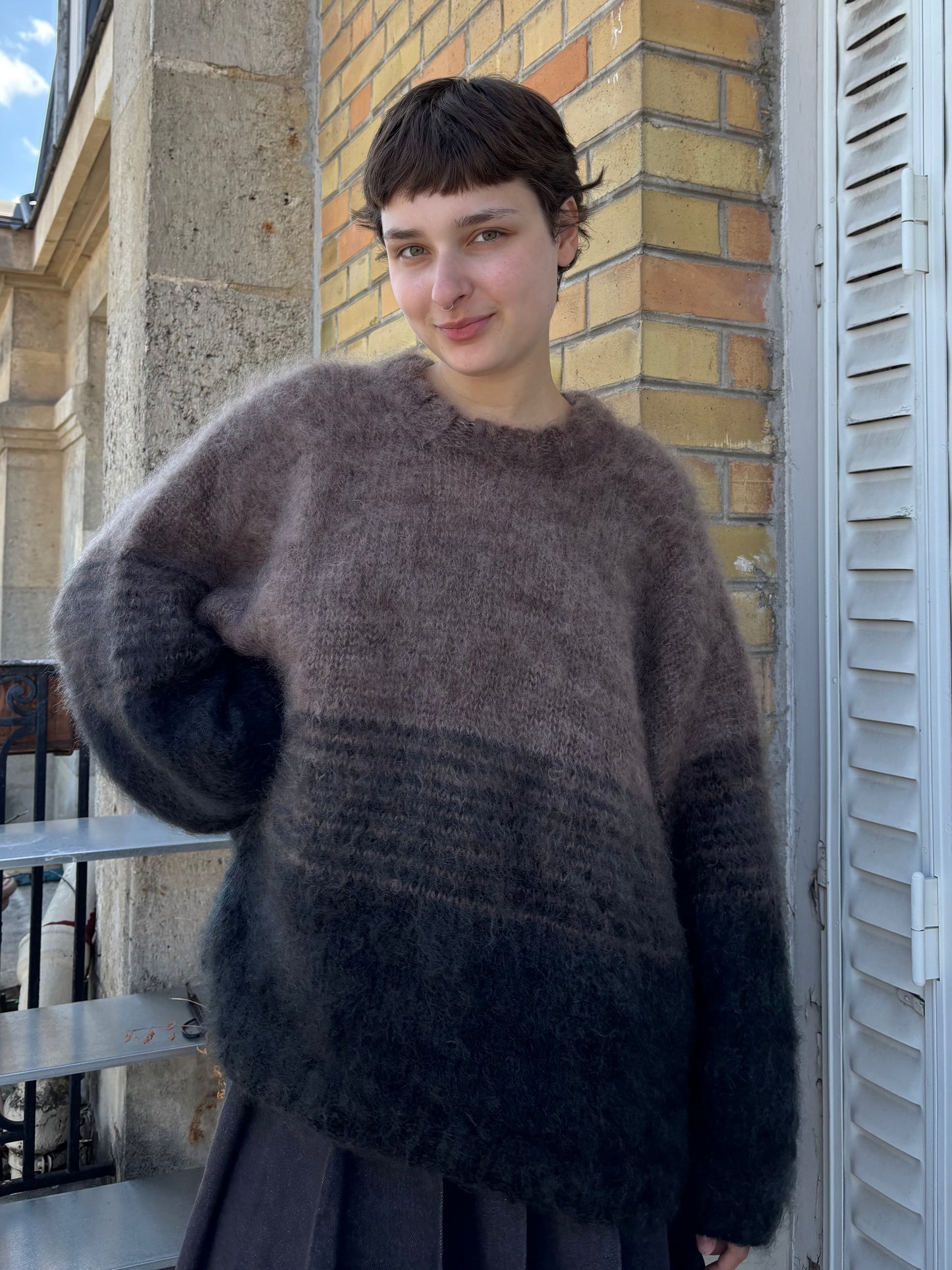 MADE TO ORDER - Mohair gradient sweater (Black/brown)