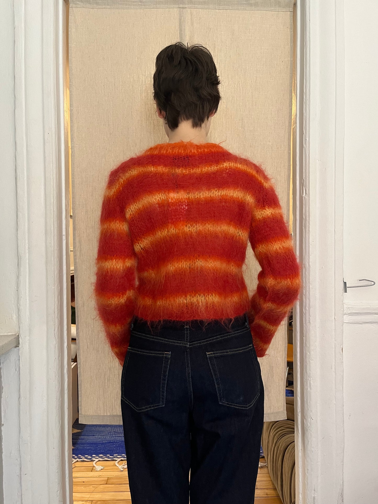 Fire stripped mohair sweater