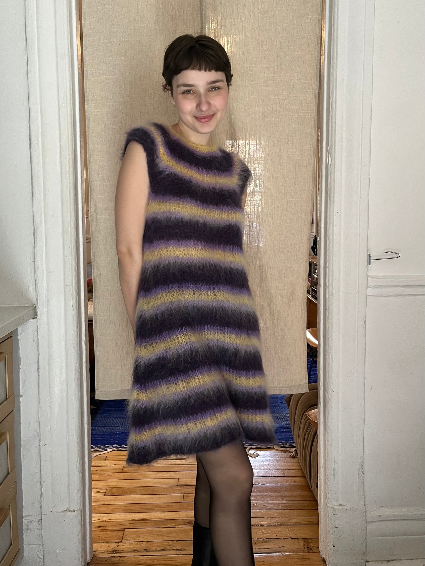 MADE TO ORDER - Striped brushed mohair dress