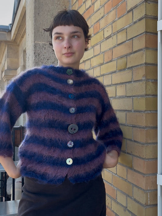 MADE TO ORDER - Striped brushed mohair cardi