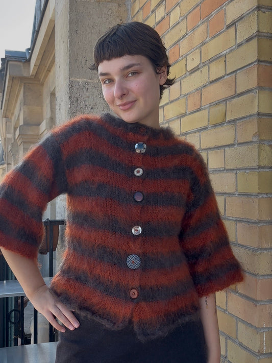 MADE TO ORDER - Striped brushed mohair cardi