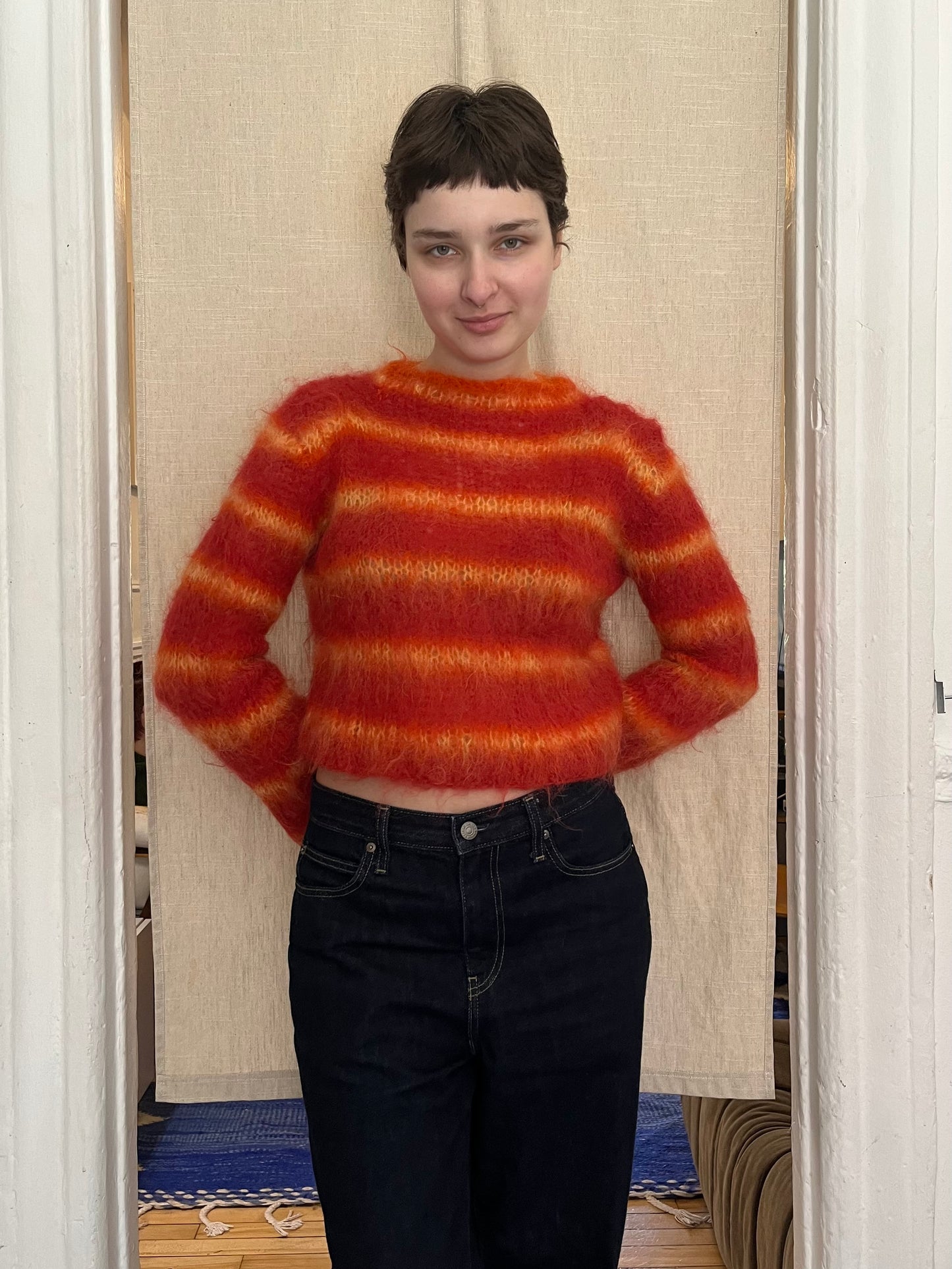 Fire stripped mohair sweater