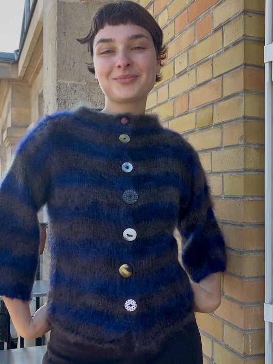 MADE TO ORDER - Striped brushed mohair cardi