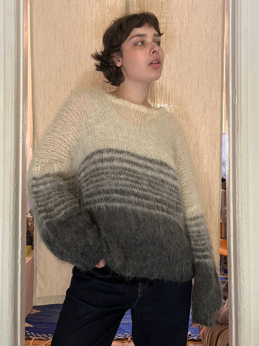 Mohair duo sweater White/Gray