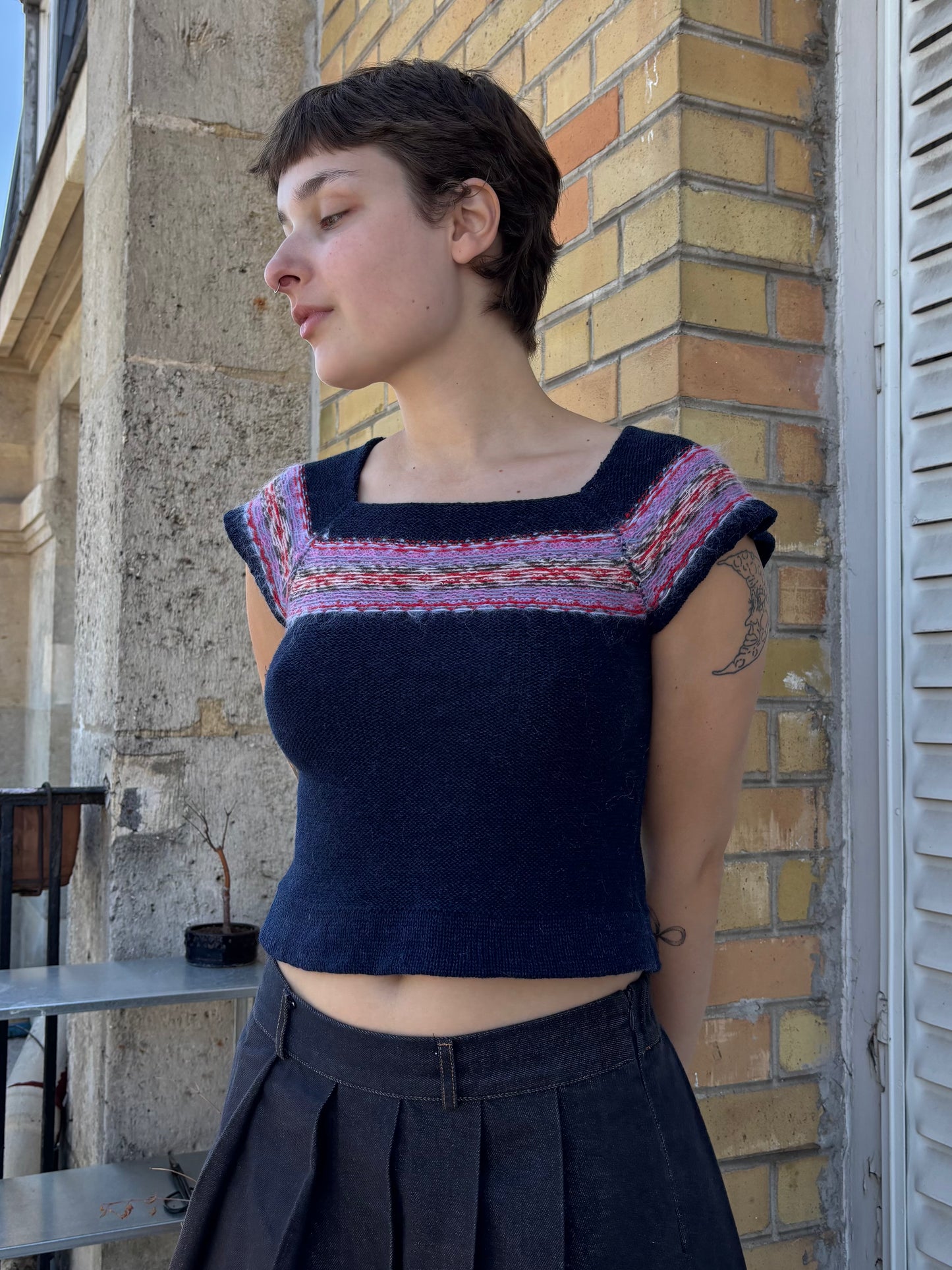 MADE TO ORDER - Mosaic short sleeve (navy)