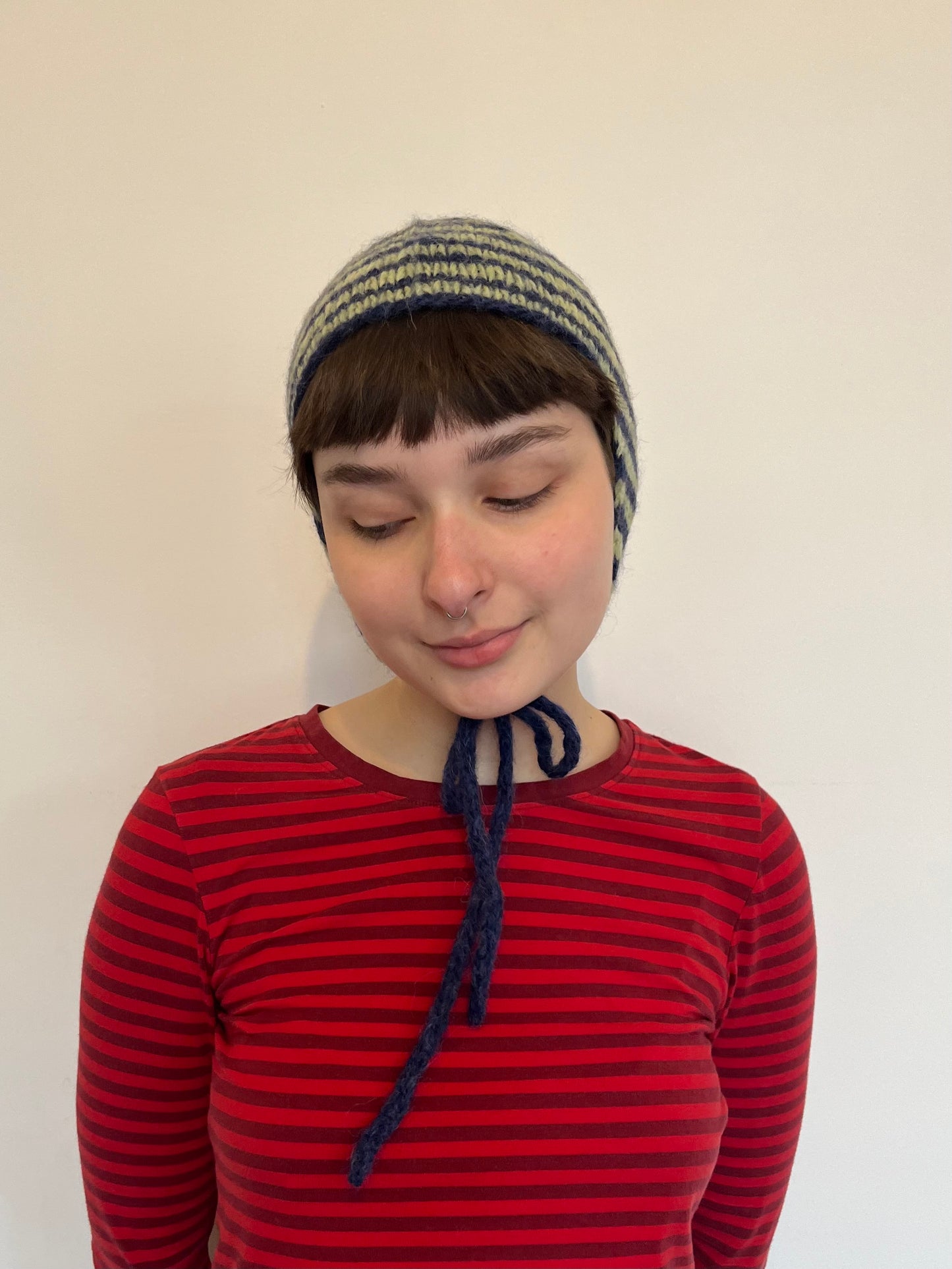 Striped pixie bonnet