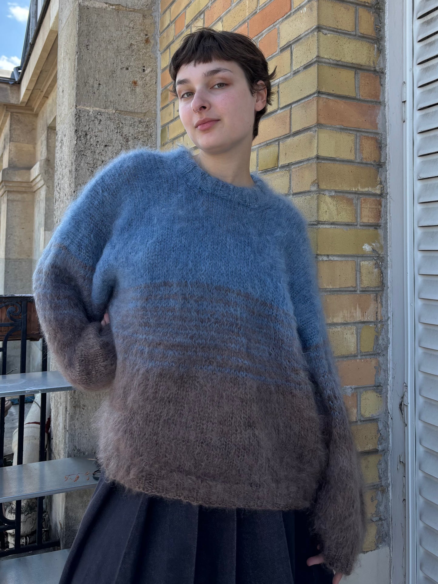 MADE TO ORDER - Mohair gradient sweater (Brown/blue)