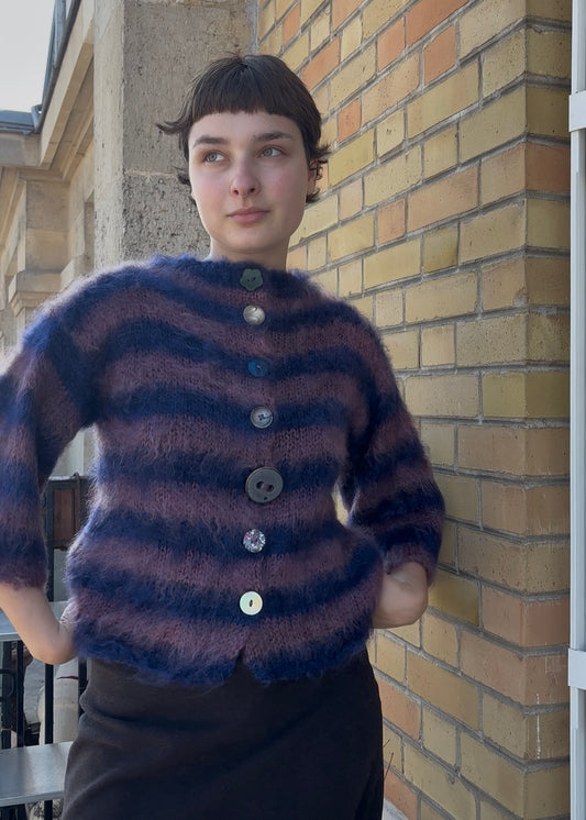 MADE TO ORDER - Striped brushed mohair cardi