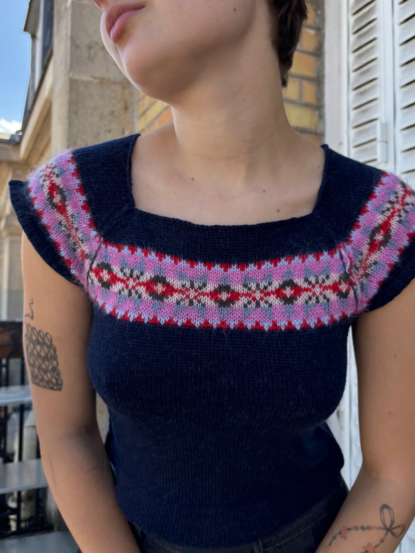 MADE TO ORDER - Mosaic short sleeve (navy)