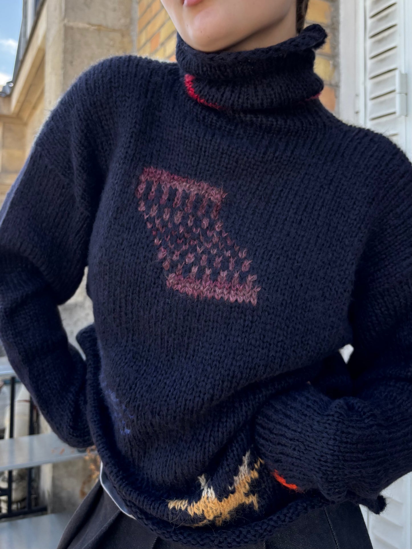 OOAK - High neck drawings sweater 01