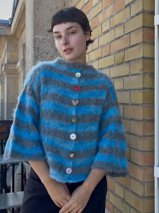 MADE TO ORDER - Striped brushed mohair cardi