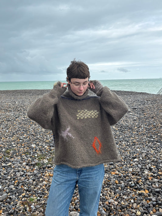 OOAK - High neck drawings sweater