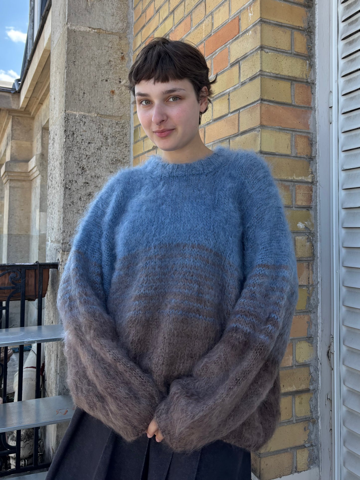 MADE TO ORDER - Mohair gradient sweater (Brown/blue)
