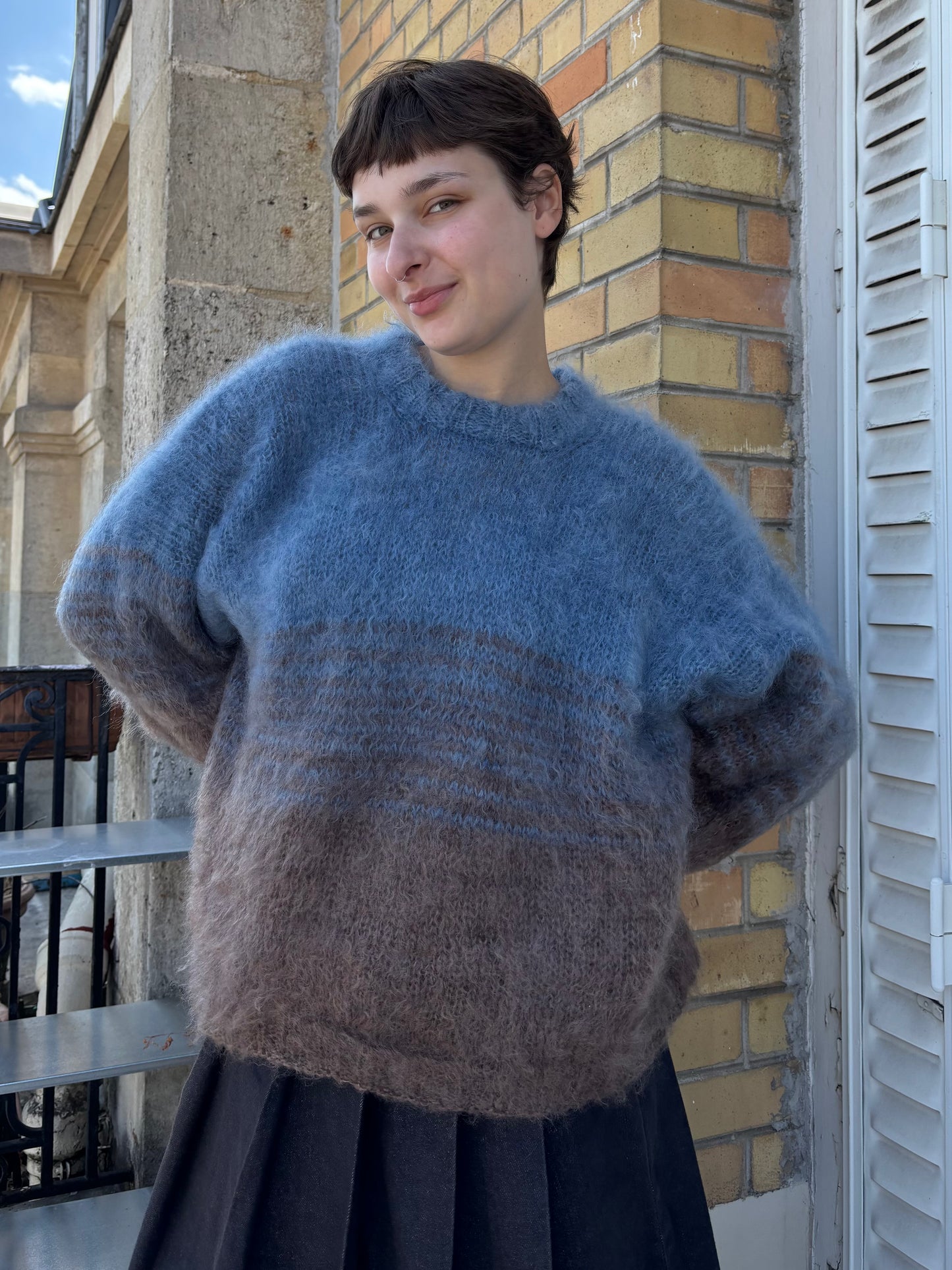 MADE TO ORDER - Mohair gradient sweater (Brown/blue)