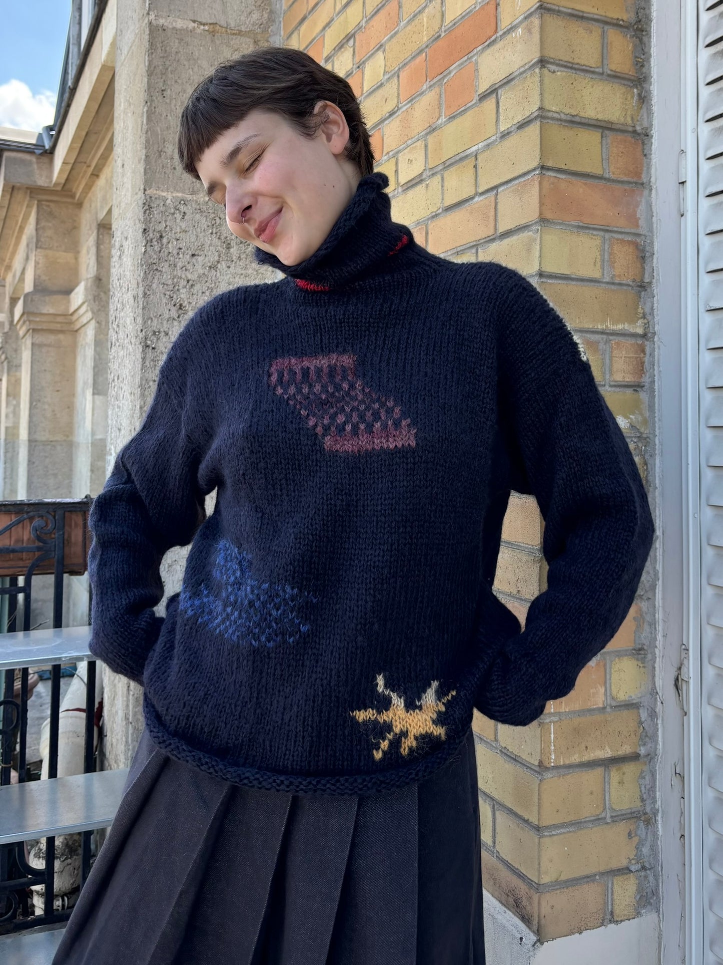 OOAK - High neck drawings sweater 01