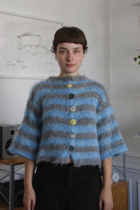 MADE TO ORDER - Striped brushed mohair cardi