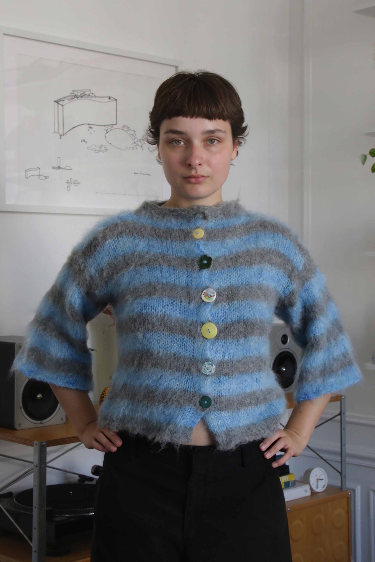 MADE TO ORDER - Striped brushed mohair cardi