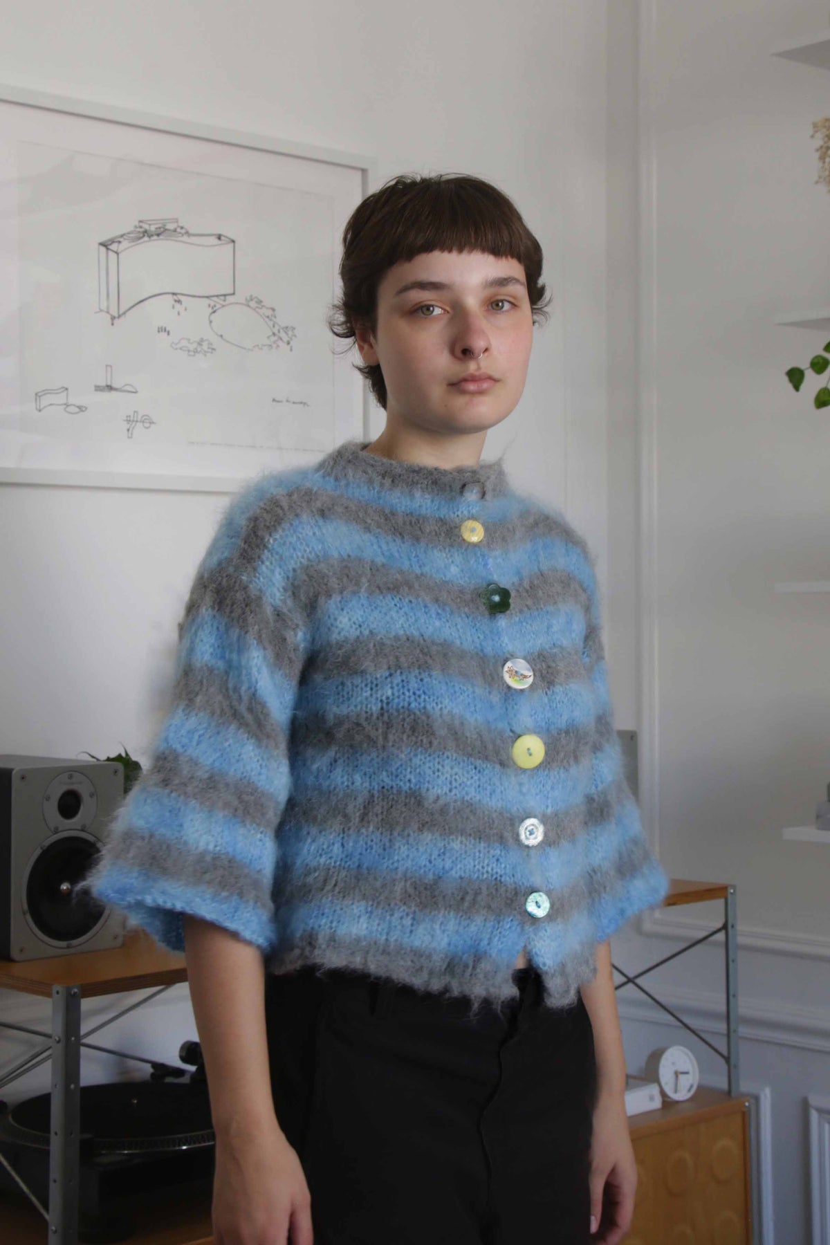 MADE TO ORDER - Striped brushed mohair cardi